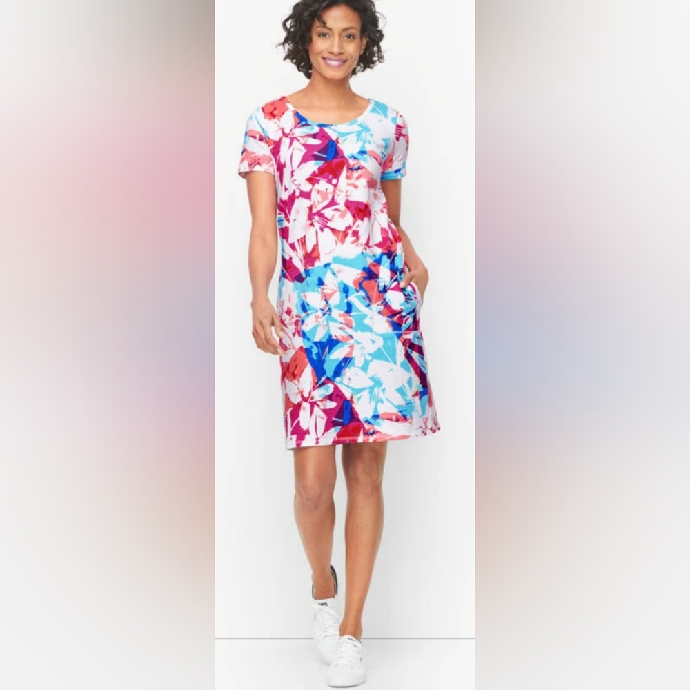 T by TALBOTS Cross Back Cozy Crush Dress - Brushed Floral Size M